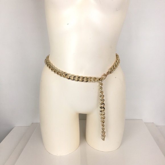 Y2K Chunky Gold Tone Metal Chain Link Belt Mob Wife Women’s Size S/M main image 7